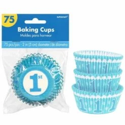 Party Animal Direct BOYS 1ST BIRTHDAY BAKING CUPS (PACK OF 75)