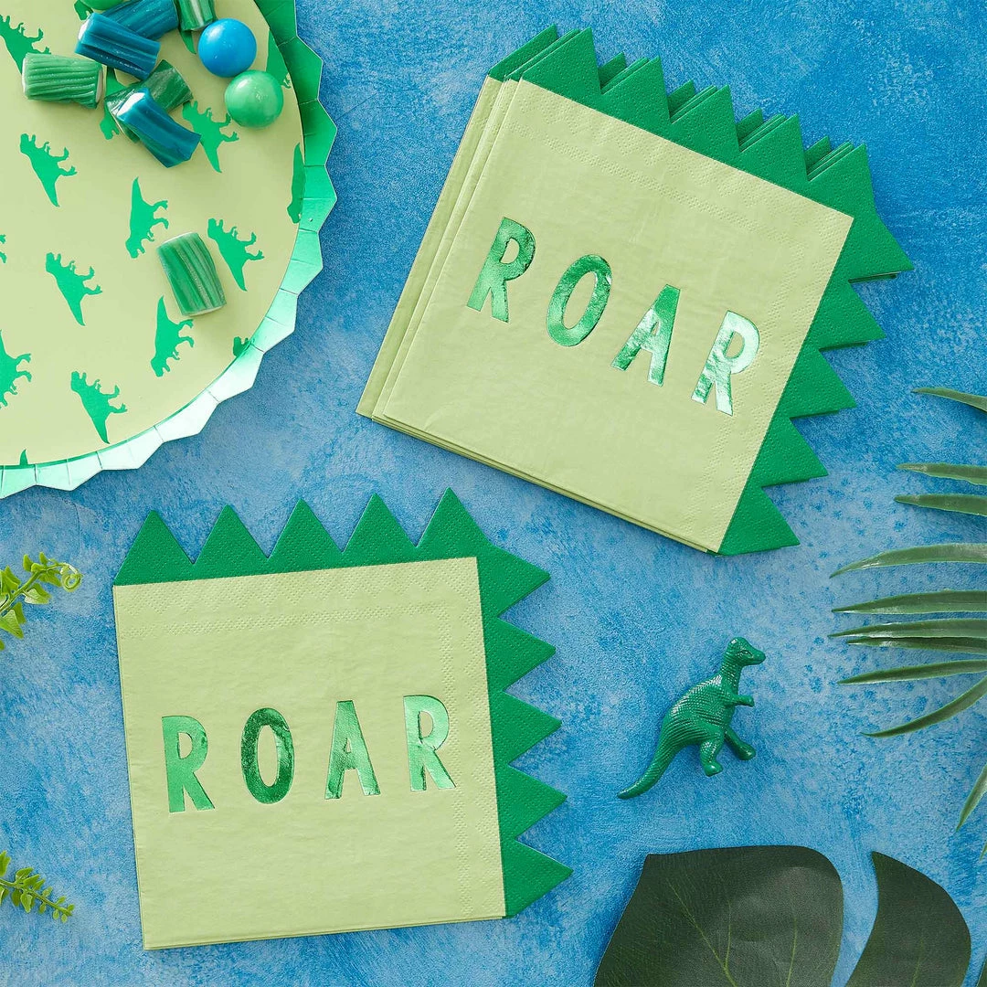 Party Animal Direct Roar Shaped Napkins 16cm Dinosaur Party