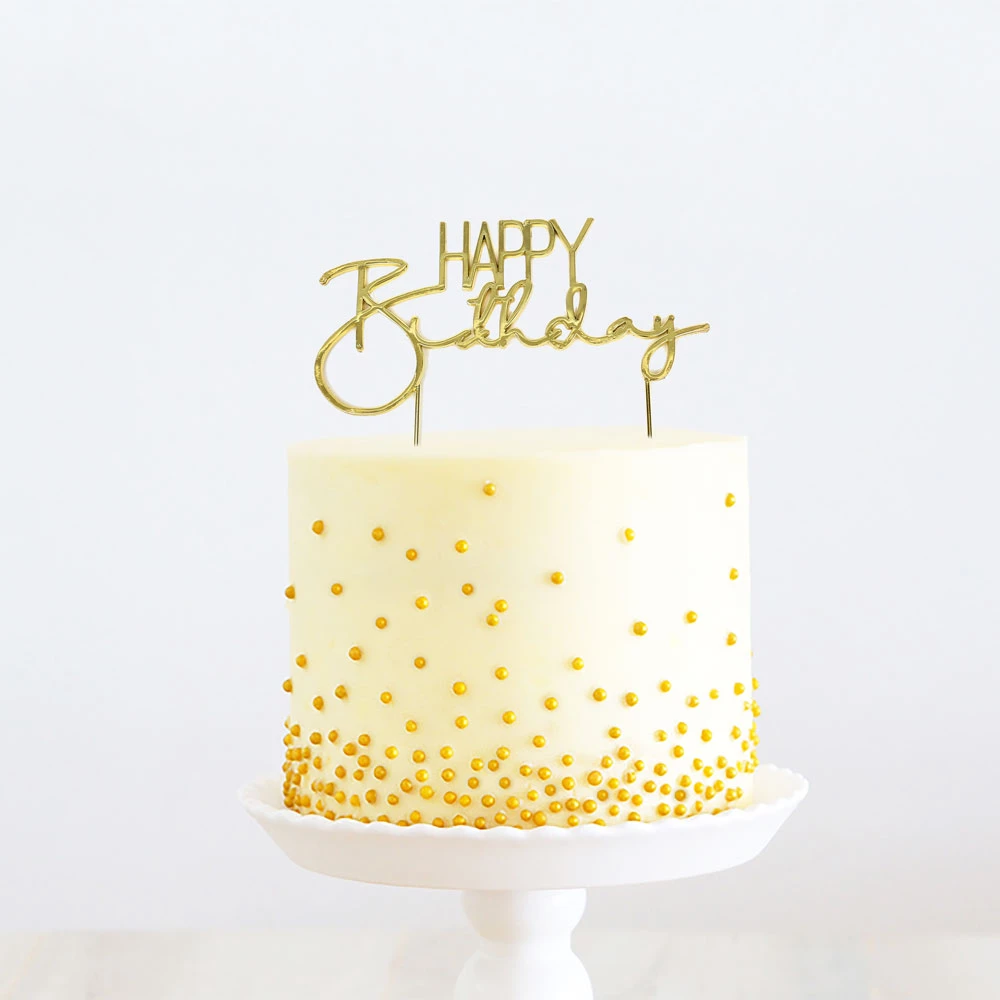 Party Animal Direct HAPPY BIRTHDAY GOLD METAL CAKE TOPPER