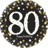 Party Animal Direct SPARKLING CELEBRATION 80TH BIRTHDAY LARGE PAPER PLATES (PACK OF 8)