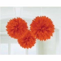 Party Animal Direct ORANGE TISSUE PAPER POM POM BALLS (PACK OF 3)