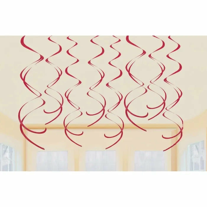 Party Animal Direct RED SWIRLS (PACK OF 12)