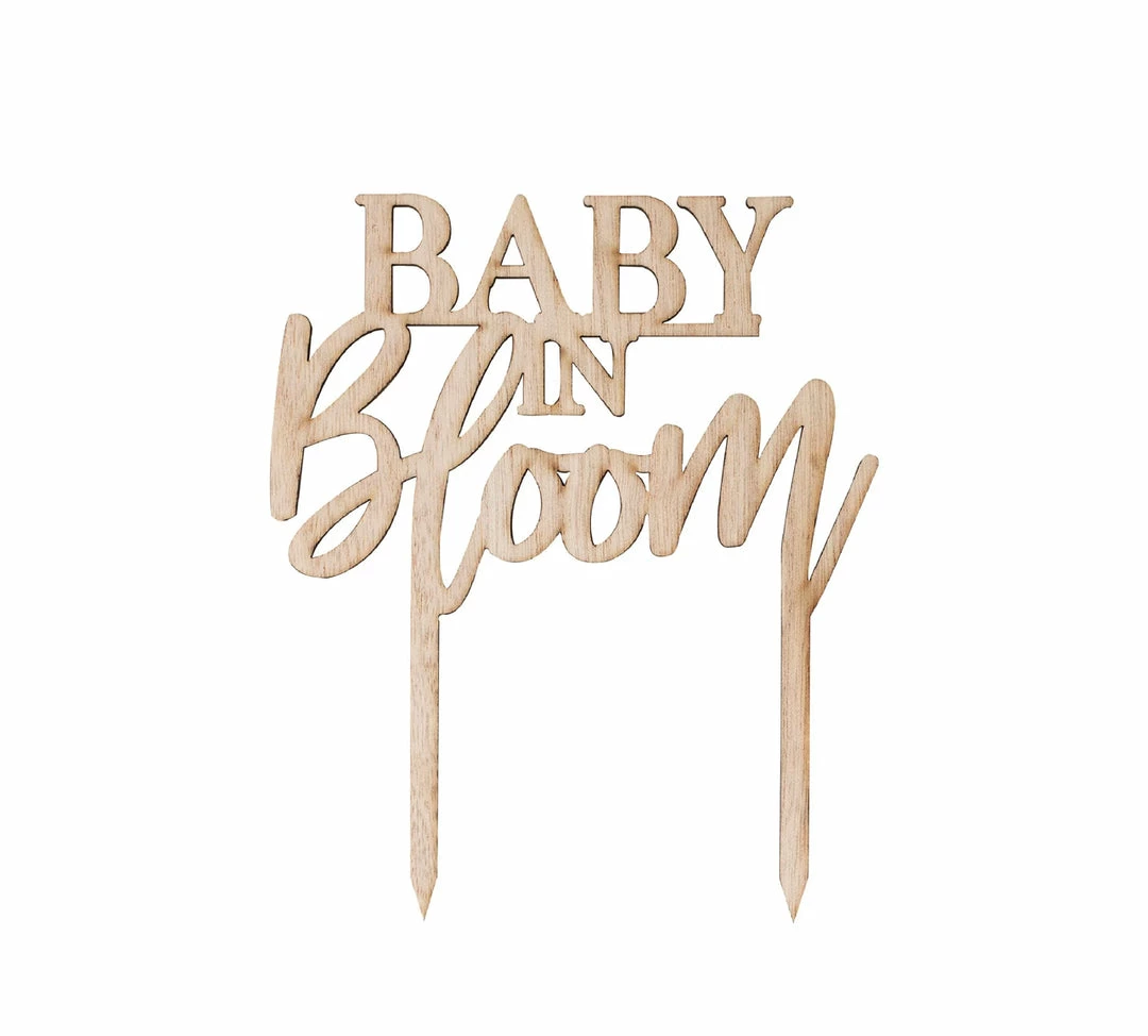 Party Animal Direct WOODEN BABY IN BLOOM CAKE TOPPER Baby Shower