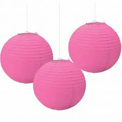 Party Animal Direct PAPER LANTERNS PINK (PACK OF 3)