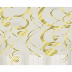 Party Animal Direct GOLD SWIRL DECORATIONS (PACK OF 12)