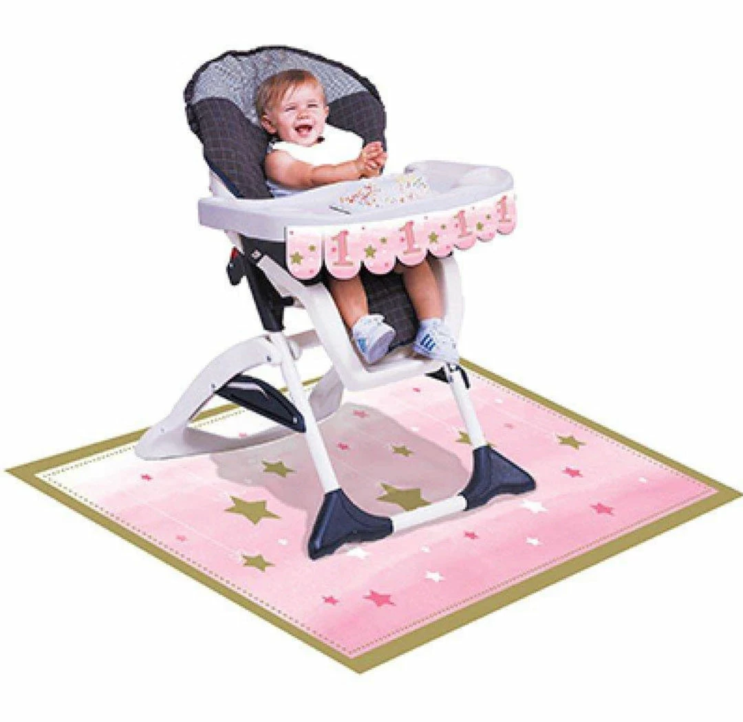 Party Animal Direct ONE LITTLE STAR PINK 1ST BIRTHDAY HIGHCHAIR KIT