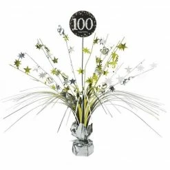 Party Animal Direct SPARKLING CELEBRATION 100TH BIRTHDAY FOIL SPRAY CENTREPIECE