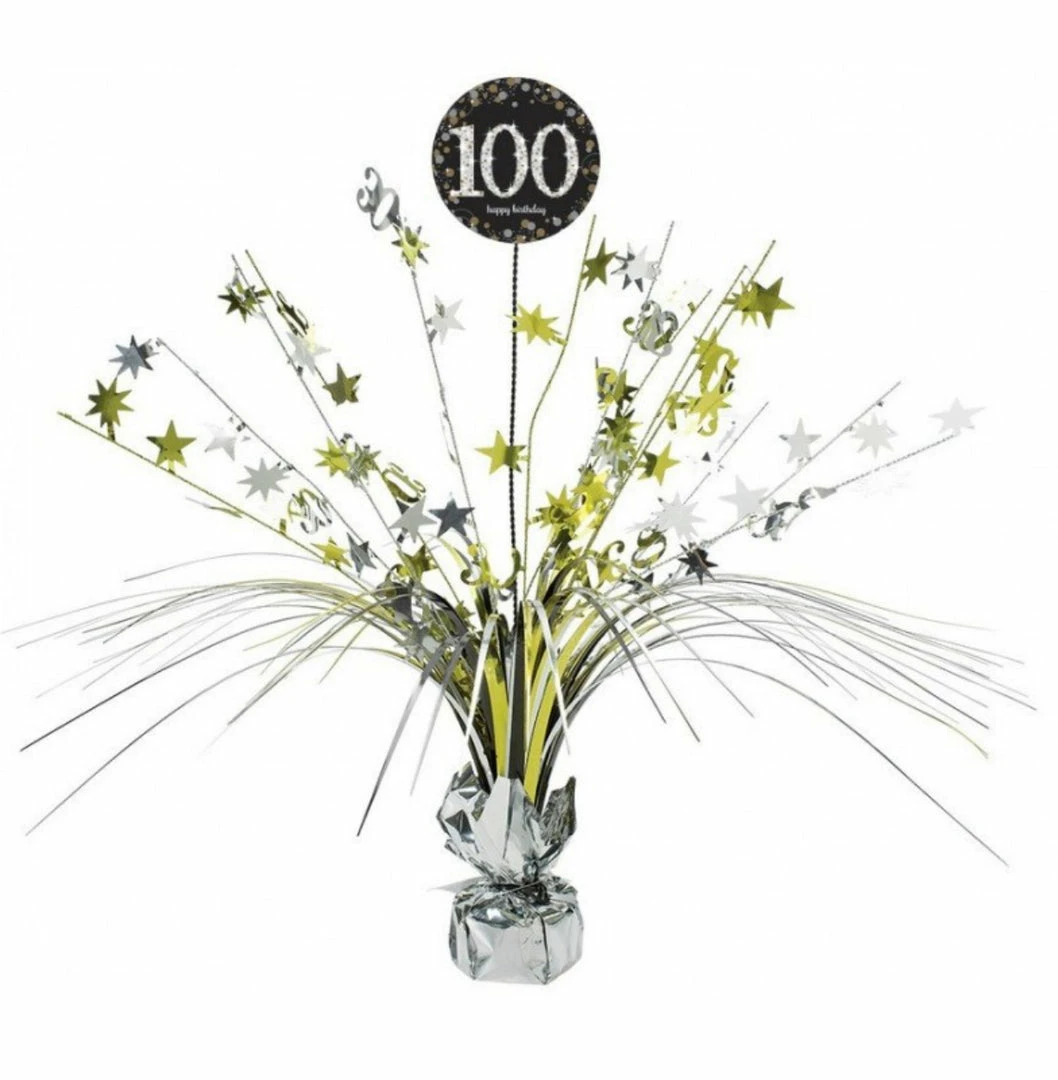 Party Animal Direct SPARKLING CELEBRATION 100TH BIRTHDAY FOIL SPRAY CENTREPIECE