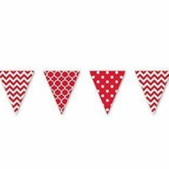 Party Animal Direct RED & WHITE PENNANT BANNER