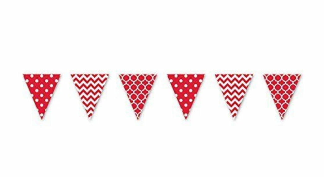 Party Animal Direct RED & WHITE PENNANT BANNER