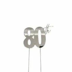 Party Animal Direct 80TH SILVER CAKE TOPPER