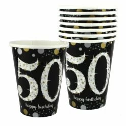 Party Animal Direct SPARKLING CELEBRATION 50TH BIRTHDAY PAPER CUPS (PACK OF 8) 80th Birthday