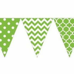 Party Animal Direct GREEN & WHITE PENNANT BANNER