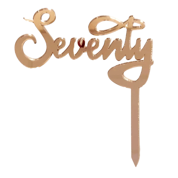Party Animal Direct SEVENTY ROSE GOLD ACRYLIC CAKE TOPPER