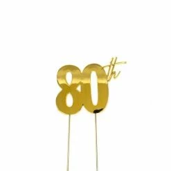 Party Animal Direct 80TH GOLD CAKE TOPPER 80th Birthday