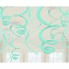 Party Animal Direct Pastel Mint Green MINT GREEN SWIRL DECORATIONS (PACK OF 12)