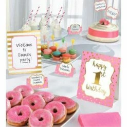 Party Animal Direct 1ST BIRTHDAY PINK DECORATING KIT