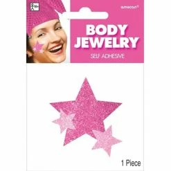 Party Animal Direct Costumes Body Jewellery Pink Stars
