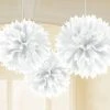 Party Animal Direct WHITE TISSUE PAPER POM POM BALLS (PACK OF 3)