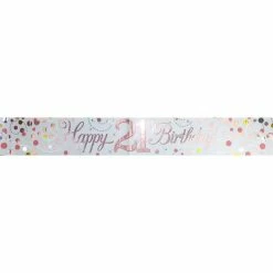 Party Animal Direct SPARKLING FIZZ ROSE GOLD 21ST BIRTHDAY BANNER