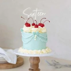 Party Animal Direct SIXTEEN SILVER & CLEAR ACRYLIC CAKE TOPPER