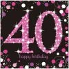Party Animal Direct PINK CELEBRATION 40TH BIRTHDAY LARGE NAPKINS / SERVIETTES (PACK OF 16)