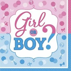 Party Animal Direct GIRL OR BOY LARGE NAPKINS / SERVIETTES (PACK OF 16) Baby Shower