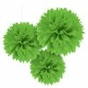 Party Animal Direct LIME GREEN TISSUE PAPER POM POM BALLS (PACK OF 3)