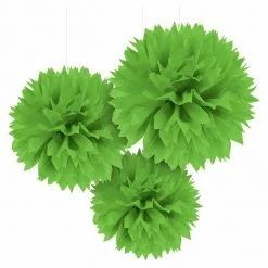 Party Animal Direct LIME GREEN TISSUE PAPER POM POM BALLS (PACK OF 3)