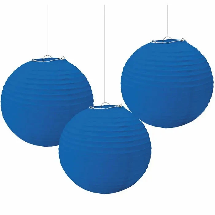 Party Animal Direct PAPER LANTERNS ROYAL BLUE (PACK OF 3)