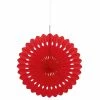Party Animal Direct RED DECORATIVE TISSUE FAN 40CM