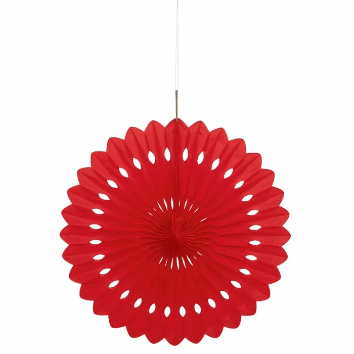 Party Animal Direct RED DECORATIVE TISSUE FAN 40CM