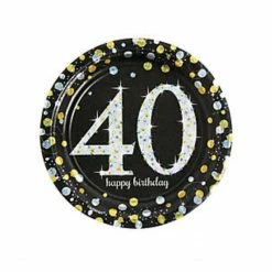 Party Animal Direct SPARKLING CELEBRATION 40TH BIRTHDAY LARGE PAPER PLATES (PACK OF 8)