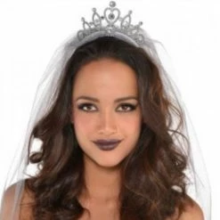Party Animal Direct Dark Side Veiled Tiara Grey Costumes
