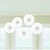 Party Animal Direct MINI FAN DECORATIONS 5 PACK - WHITE