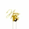 Party Animal Direct HAPPY 16TH GOLD METAL CAKE TOPPER 16th Birthday