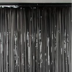 Party Animal Direct METALLIC DOOR CURTAIN - BLACK