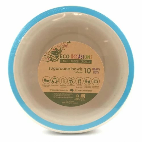 Alpen Sugarcane Bowls 160mm Light Blue P10 Eco Range