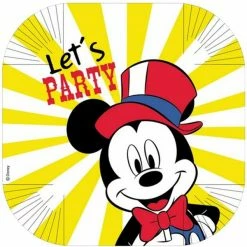 Party Animal Direct Disney Mickey Carnival 25cm Square Plate Pack Of 8 Mickey Mouse