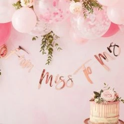 Party Animal Direct Miss To Mrs Rose Gold Bunting Banner Hens Party / Bachelorette