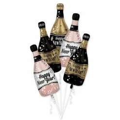 Party Animal Direct New Years Eve Happy New Year Bubbly Bottles 25 X 66cm 5Pk