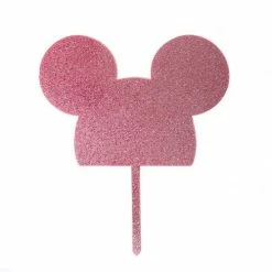 Party Animal Direct Minnie Mouse GLITTER PINK MICKEY EARS CAKE TOPPER