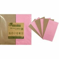 Alpen Napkins Lunch 1/8 Fold Light Pink & Kraft P20 Eco Range