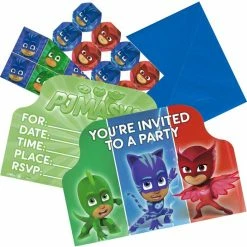 Party Animal Direct Pj Masks Invitation Set (pack Of 8)