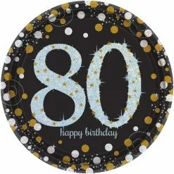 Party Animal Direct 80th Birthday Sparkling Celebration 80th Dinner Plates
