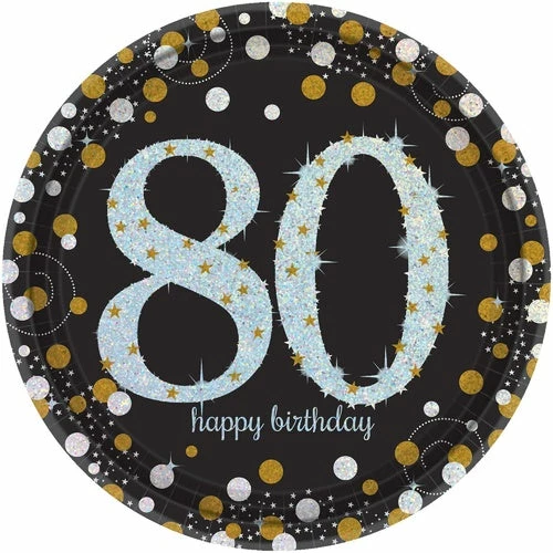 Party Animal Direct 80th Birthday Sparkling Celebration 80th Dinner Plates