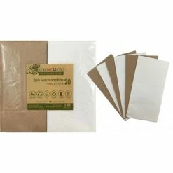Alpen Eco Range Napkins Lunch 1/8 Fold White & Kraft P20